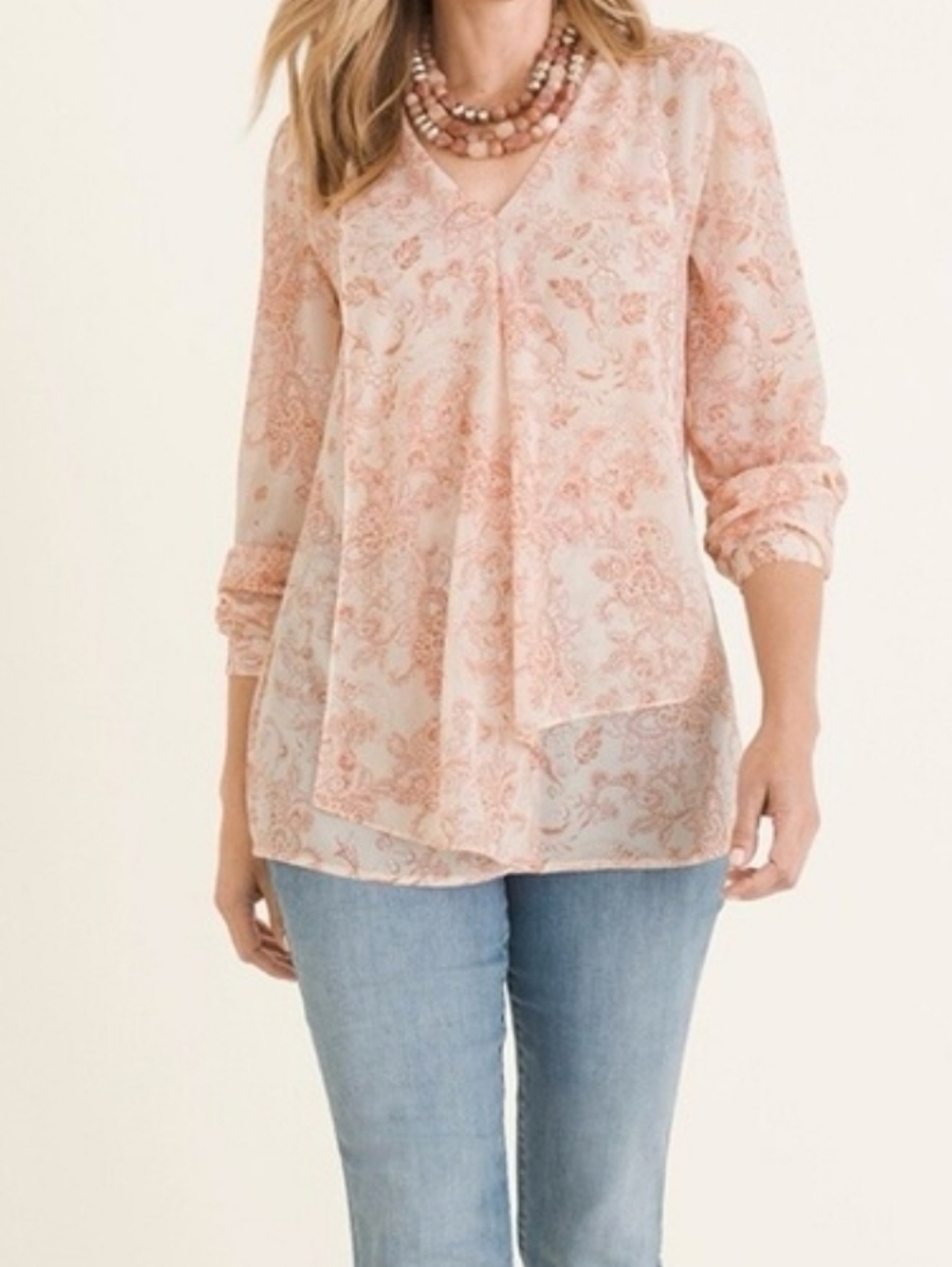 Chico's Orange Paisley V-Neck Tunic